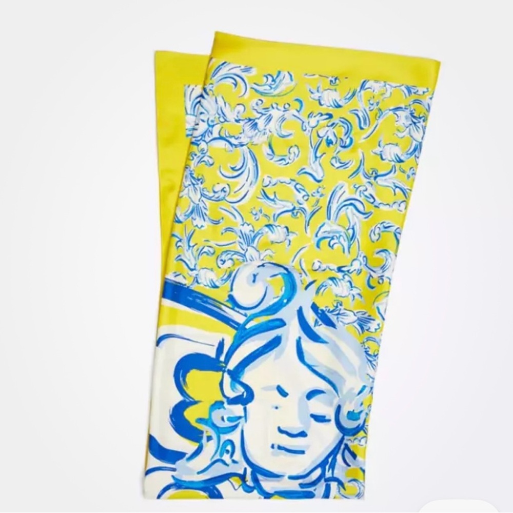 Tory Burch Yellow and Blue Scarf with matching face mask included!!